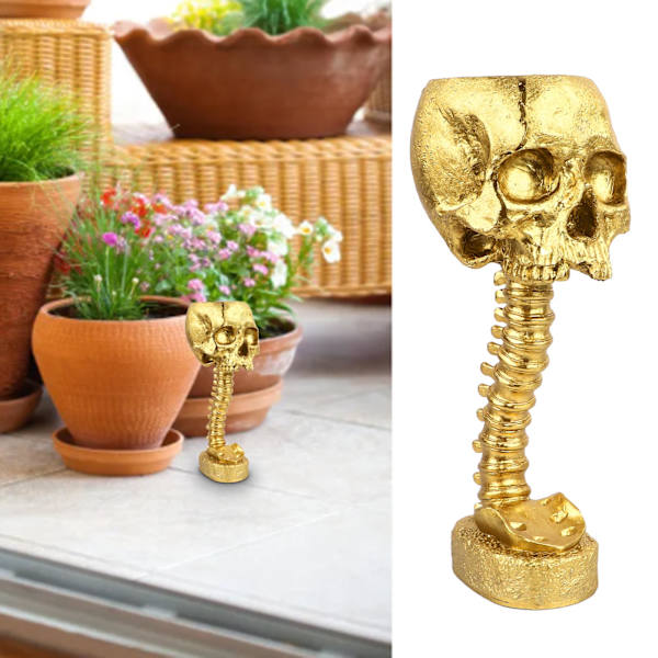 Kranium Planter Rygsøjle Stativ Sæt Innovativt Utsøgt Dekorativt Håndmalet Resin Skelet Blomsterpotte til Hjem Have Gold