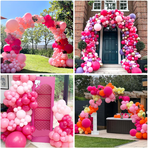 129 stk. Hot Pink Balloner Latex Magenta Balloner Forskellige Størrelser 18 12 10 5 Tommer Fest Ballon Kit til Valentinsdag Fødselsdag Baby Shower Bryllup Pr Hot Pink