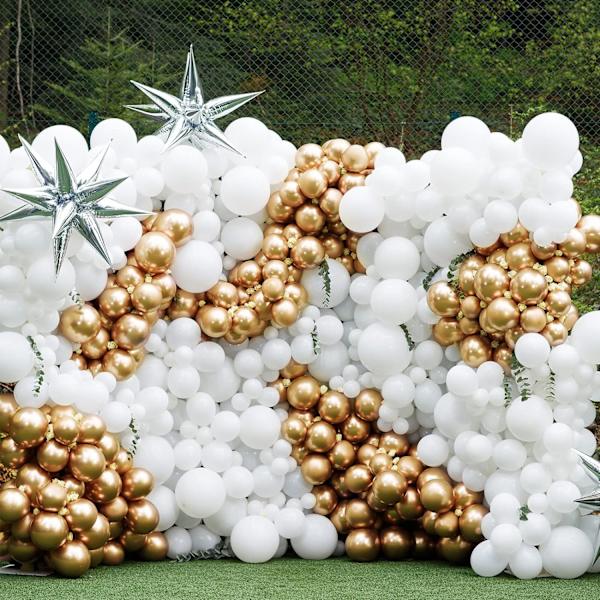 129 st vita ballonger i olika storlekar 18 12 10 5 tum för girlangbåge, latexballonger för fest födelsedagsfest bröllopsdag babyshowerfest White