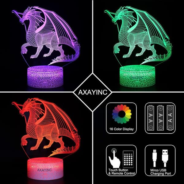 3D Nattlys LED Illusjon Skrivebord Bordlampe 7 Farger Endres