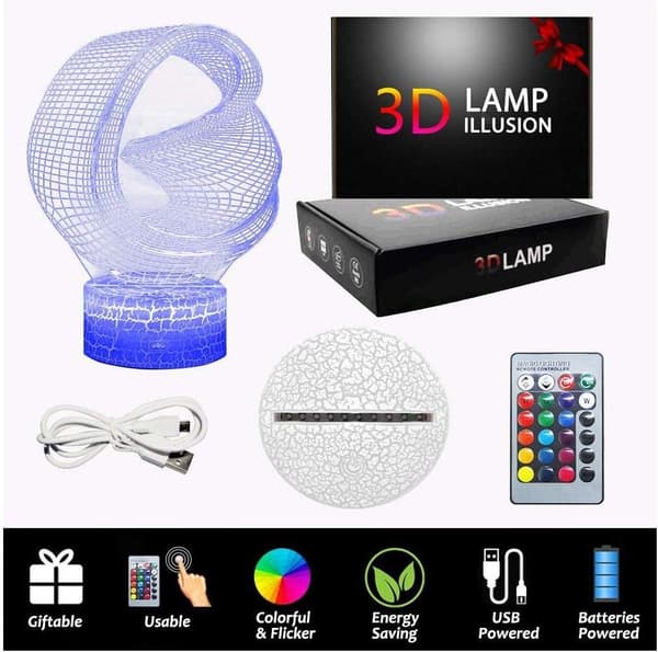 3D Planet Saturn Nattlamper Stjerne Optisk Illusjon Lamper Re