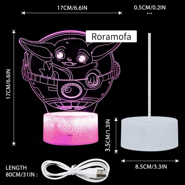 3D Nattlampe, Hologram Effekt Led Illusjon Bordlampe, Rem