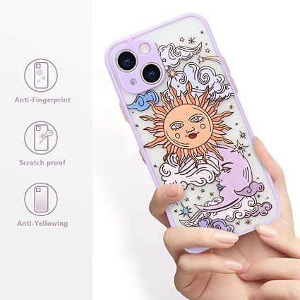 Kompatibel med iPhone 13 Deksel Matt Klar Design Sol Måne