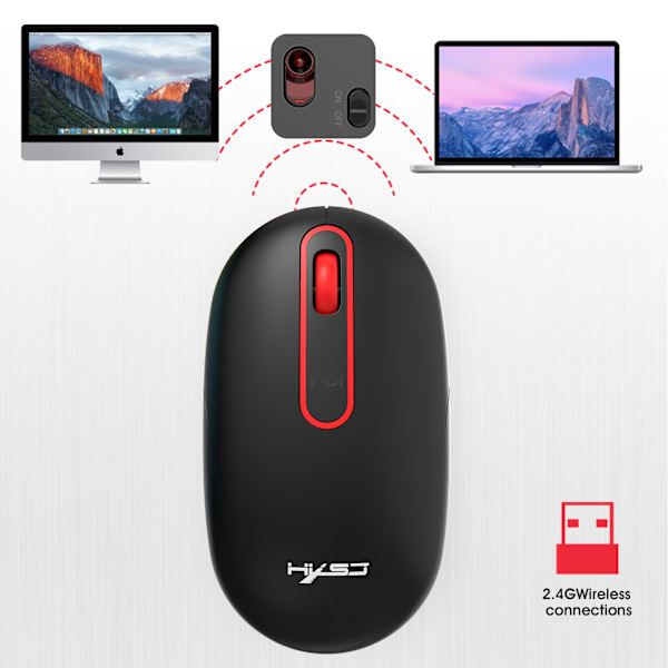 2.4G trådlös mus, tyst design, svart mus,