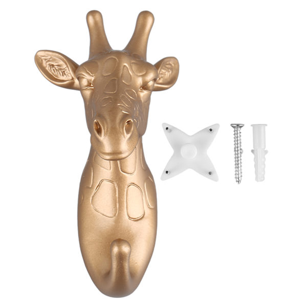 Eläimen muotoinen koukku seinälle kiinnitettävä ripustuskoukku koristeellinen koukku takille pyyhkeelle avaimelle Golden Giraffe