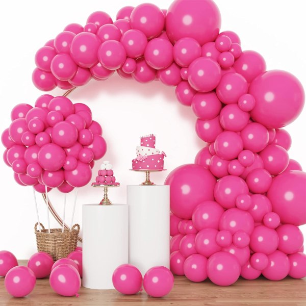 129 st Hot Pink Ballonger Latex Magenta Ballonger Olika Storlekar 18 12 10 5 Tums Festballong Kit för Alla Hjärtans Dag Födelsedag Baby Shower Bröllop Pr Hot Pink