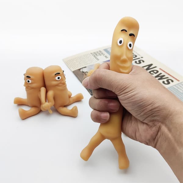 Stress Relief Legetøj 2-pak - Elastisk Grøn Hest, Stick Man & Syngende Kylling til Angstdæmpning, Sensorisk Fidget Legetøj til Voksne Brown