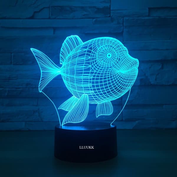 Visuell 3D Nattlampe Klovnefisk Havdyr leker De