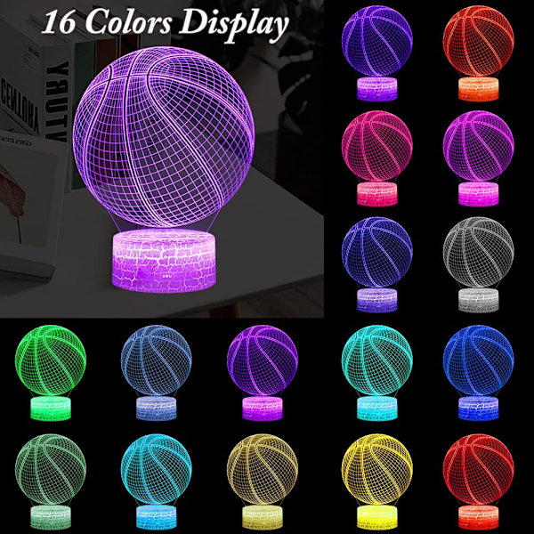 Basketball nattlys, 3D LED illusjonslampe med fjernkontroll