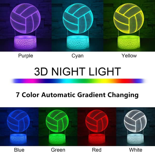 7 Farver 3D Illusionslampe Auto Gradvis Skiftende 3D Natlampe