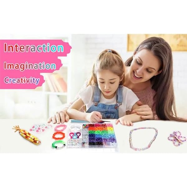 DIY-hantverksgåvor för flickor Pärlset, 1100 st Pony Beads Armbandstillverkningsset med dekorativa pärlor och hängen, Hantverksmaterial för barn, vuxna