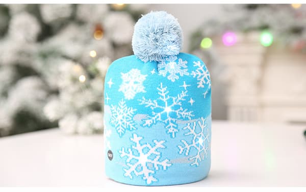 LED Glitter Jule Strik Hue Lysende Glitter Beanie, Strik L B