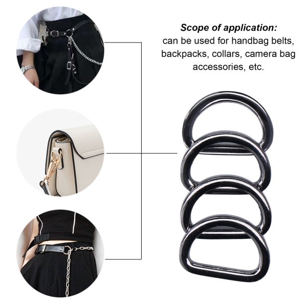 10 st D-ringar Pålitlig Hållbar Glänsande Bekväm liten kompakt dekorativ väska Spännen för DIY-hantverk Gray