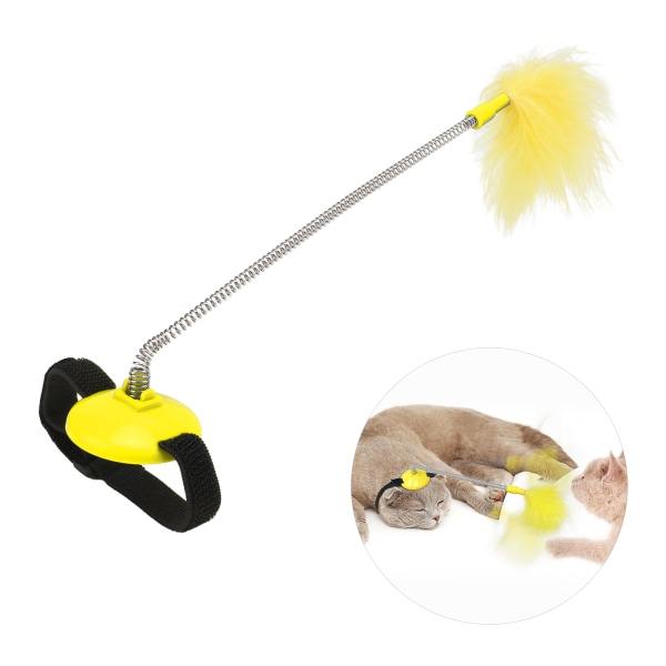 Krage Katt Teaser Fjäder Krage Katt Leksaker med Själv Exalterad Hals Interaktiv Teaser Yellow