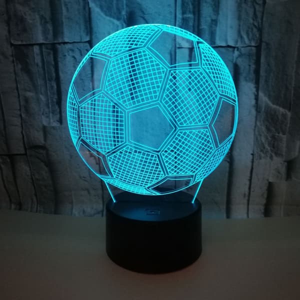 Fodbold Natlampe, 3D Illusion LED Lampe, 7 Farver Dæmpbar