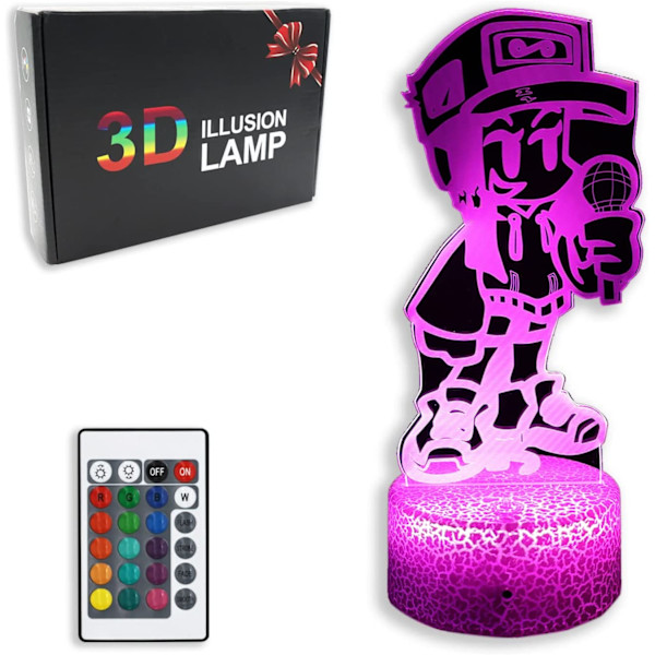 FNF Fredagskväll Smart Nattlampa, 3D Illusion 16 Färger Bordlampa med Touch & Fjärrkontroll