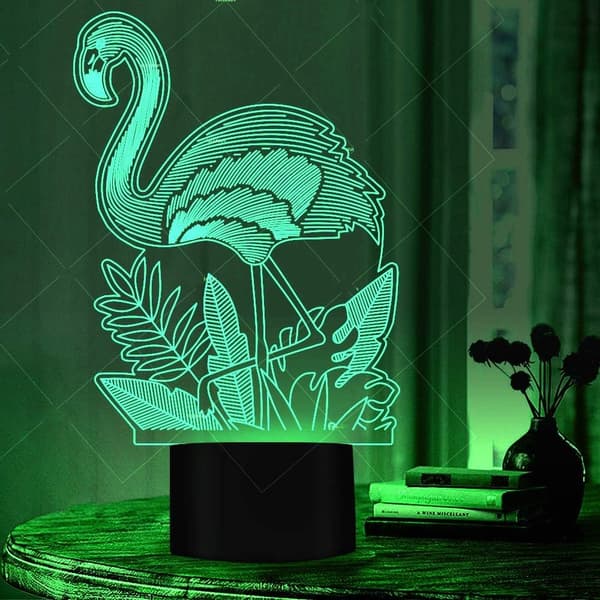Optisk illusjon 3D Flamingo Nattlys USB-drevet Touch S