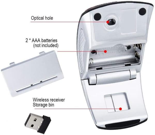 Trådløs PC-mus, 1600 dpi USB-mottaker for Arc Mouse 1600
