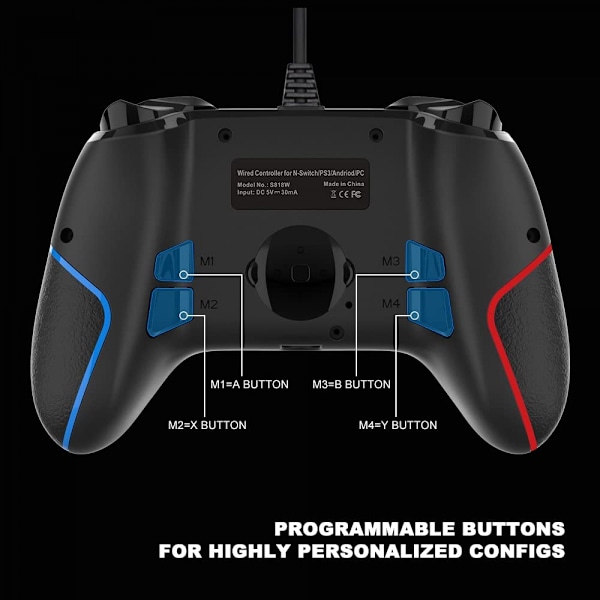USB-kabelansluten spelkontroll Game Controller Ergonomisk joystick med Du B