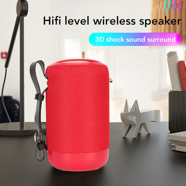 Bluetooth-högtalare multifunktionell IPX5 vattentät stark bas stereoljud handsfree-samtal bärbar trådlös högtalare för hemresa fest Red