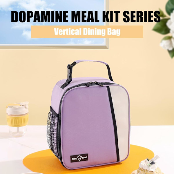 Lunchväska för kvinnor och män, återanvändbar lunchväska, lunchlåda med stor kapacitet, läckagesäker lunchväska med frontficka för arbete, kontor, picknick eller resor ( Light Blue