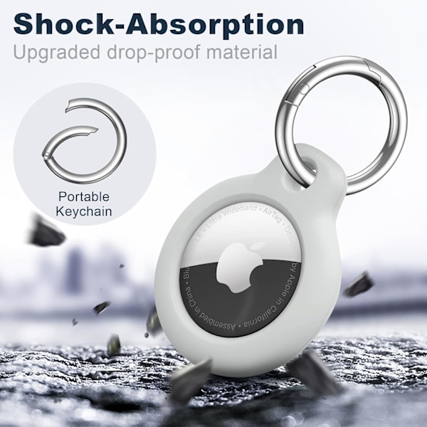 Airtag-pidike Air Tag -kotelo avaimenperällä, naarmuuntumaton Airtags-avainperä Apple Air Tag -laitteille, Airtag-lisävarusteet GPS-esineiden paikannuslaitteelle, harmaa Grey