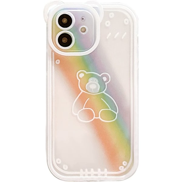 Kompatibel med iPhone 12 Case Transparent Cute Rainbow Bea