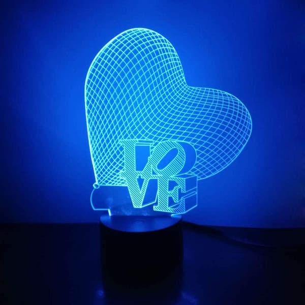 3D Nattlys LED Illusjonslampe Nattbord Skrivebordslampe, AT