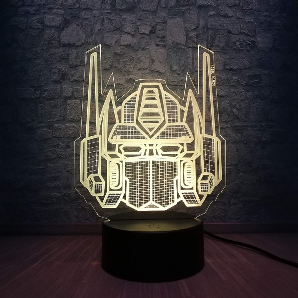 3D Optical Illusion Transformers Modell Skrivbord Bord Led Natt