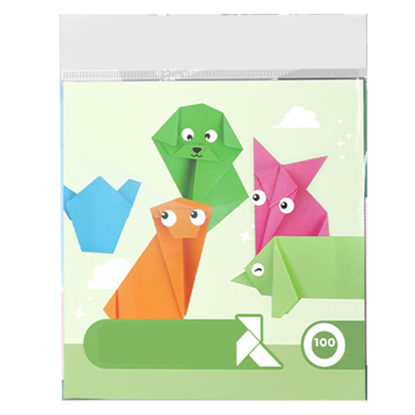 100 ark Origami-papper Flerfärgat DIY Roligt Cartoon Djur Färgglatt Papper för Förskola Hem
