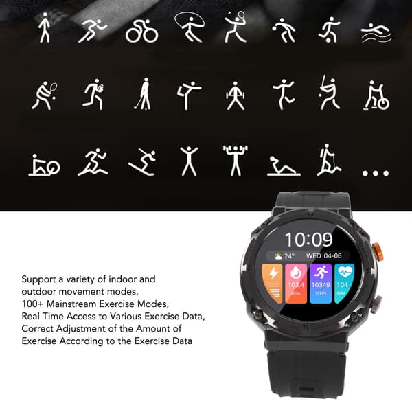 Barn Smartklocka Utomhus Damm Vatten Temperaturresistent Klocka AI Samtal Sportklocka Black