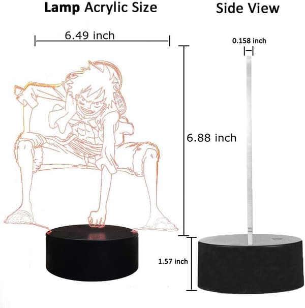 Monkey D. Luffy Lampe Anime Natlampe Kreativ 3D LED Luffy