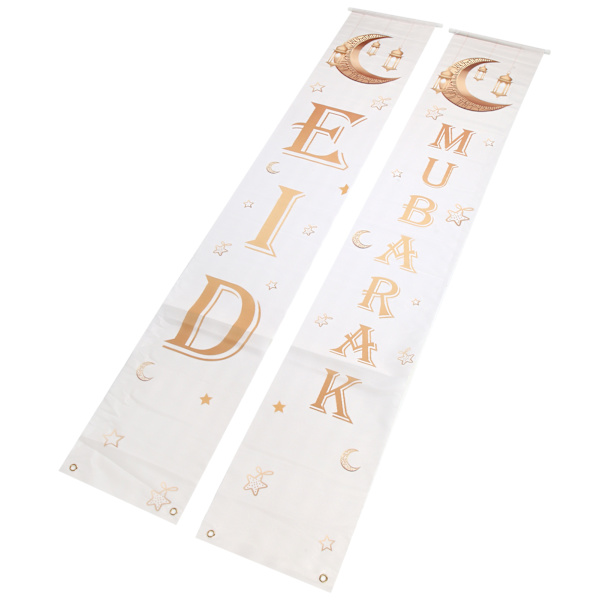 Ramadan Mubarak Verandaskilt 5,9 fot Lang Vanntett Stoff Lyse Farger Eid Mubarak Banner for Dekorasjon Feriefest