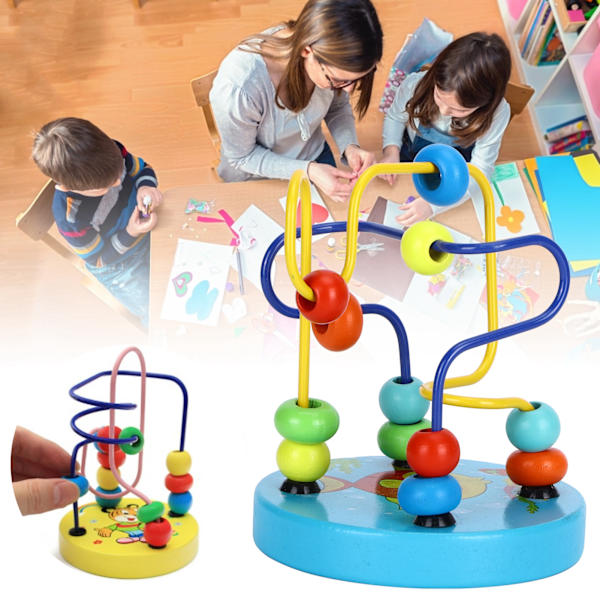 Pärlpussel med cirklar Mini Rund Trä Tidig Inlärningsleksak Utbildning Skolmaterial