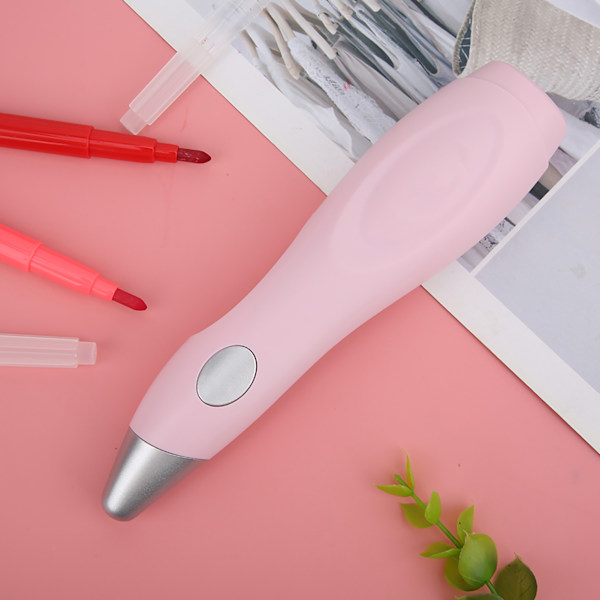 Elever Elektrisk Spraypenna Kit 12 Färger Professionell Tvättbar Ritkonst Airbrush KitRosa