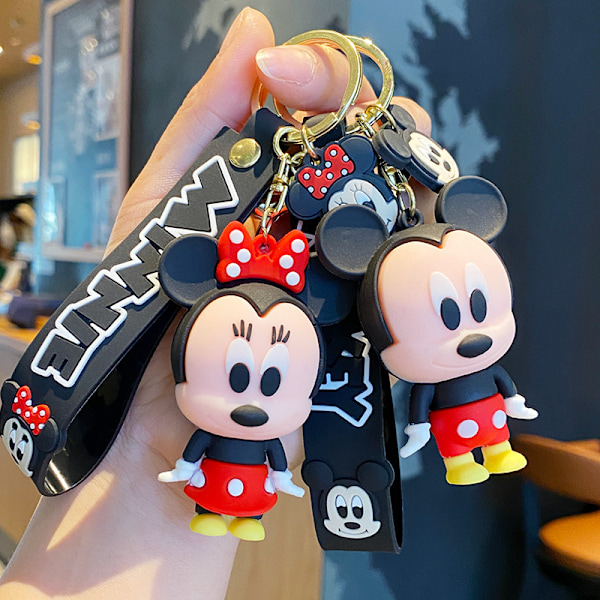Söta Cartoon Nyckelringar för Flickor Pojkar, Ryggsäck Nyckelring Tillbehör Handledsrem Nyckelring Bil Charm, Överraskning Jul, Semester och Födelsedagspresenter Minnie