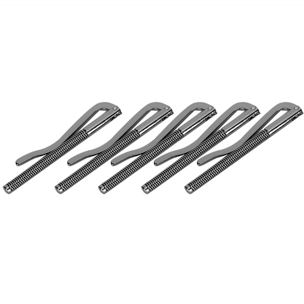 5 stk. Pengeclips i fjederstål, rustfri, elektroplettet, 75 mm, til læderpung (sort)