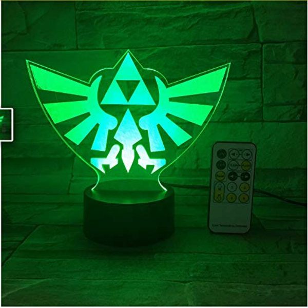The Legend of Zelda Triangel 3D USB LED Nattlampa 7 Färger Illusion Lampa Touch eller Fjärrkontroll Barn Sovrum Skrivbordslampa
