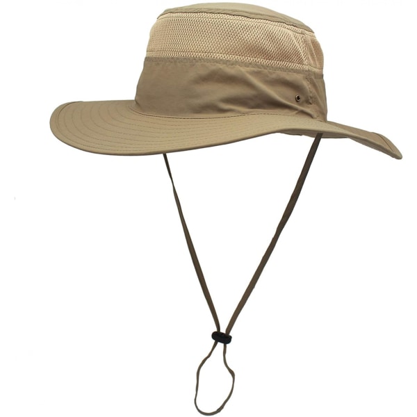 Hatt för män Solhatt UPF 50+ Bred Brätte Bucket Hat Vindtät Fiske Dark Khaki