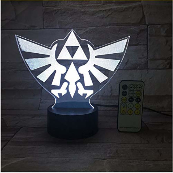 The Legend of Zelda Triangel 3D USB LED Nattlampa 7 Färger Illusion Lampa Touch eller Fjärrkontroll Barn Sovrum Skrivbordslampa