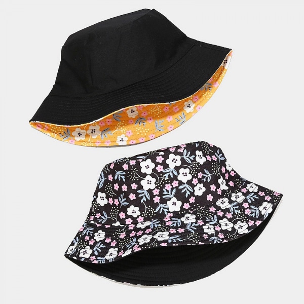 Unisex Bucket Hat Dubbelsidig Bärbar Fiskemössa Vändbar White