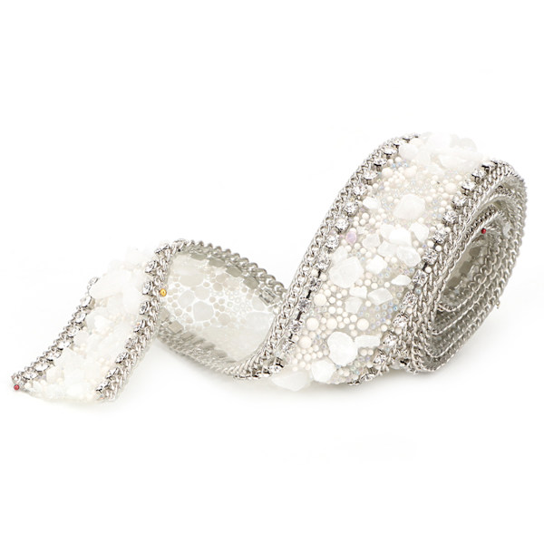 2,5 cm DIY Diamant Mesh Wrap Rulle Krystal Rhinestones Kæde Trim Bånd Dekoration (#04)