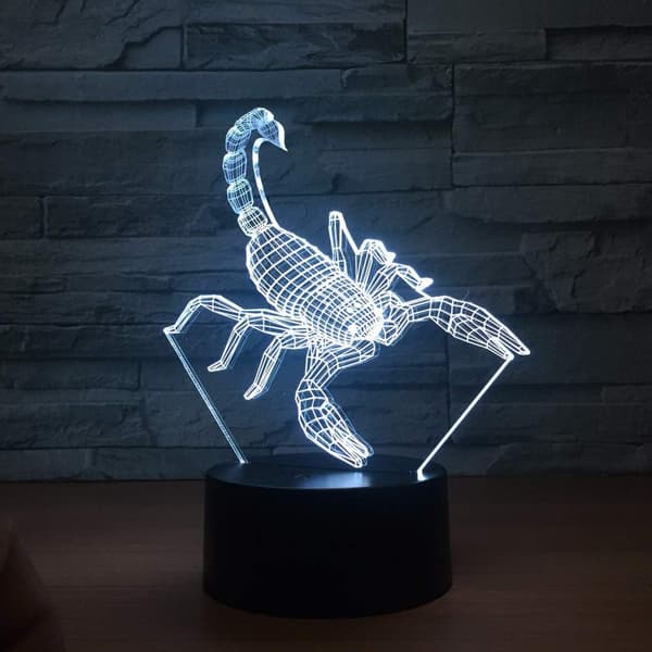Animal Scorpion Legetøj 3D Illusion Natlampe Smart Touch Lampe