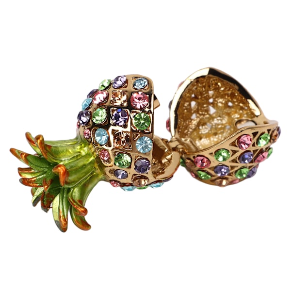 Ananas Trinket Box Mini Storlek Rhinestone Legering Livfulla Färger Bred Applikation Bejeweled Box för Smycken Toalettbord