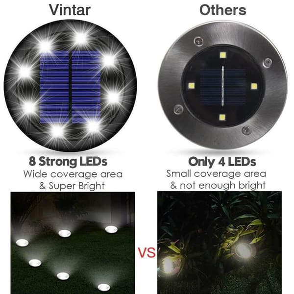 4 KPL Aurinkovalot Ulkokäyttöön, 8 LED Aurinkopuutarhavalot, Levy L