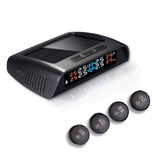USB Laddningsbar Solcellsbil TPMS Trådlöst Däcktryck HD Digital Display Automatisk Alarmverktyg