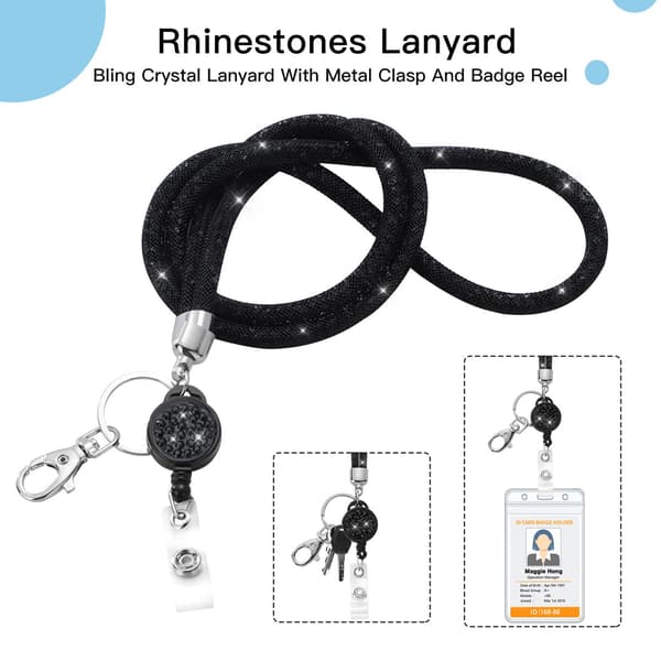 ID-kort lanyard med 32,9\" rem til ID-kort, sort, 1 pakke black