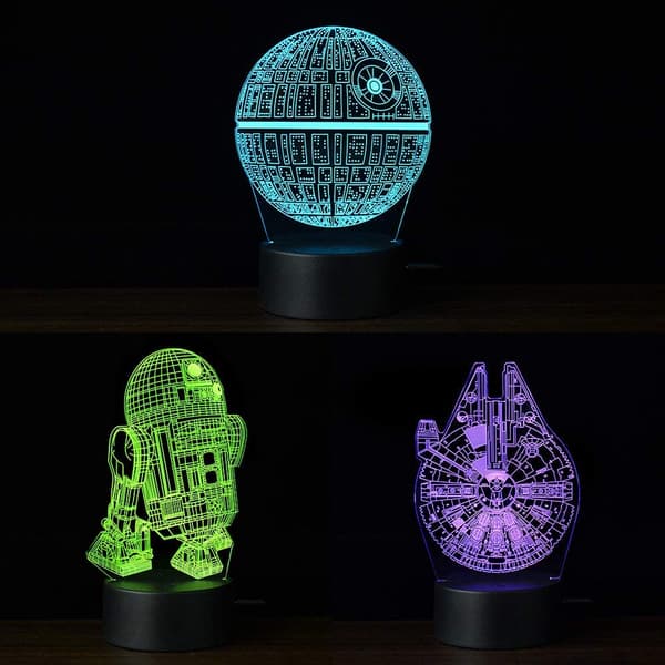 3D Illusjon LED Nattlys, 16 Farger Gradvis Endring Berøring