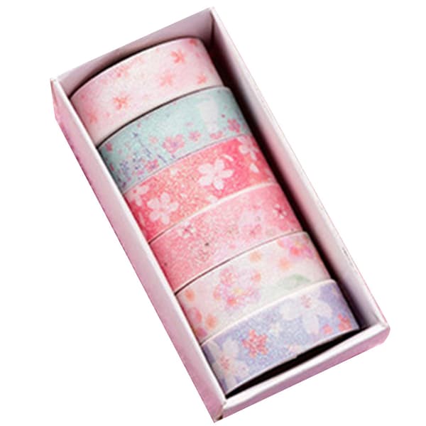 6 st underbara Sakura-stil lådpaket starkt klibbig tejp för dekoration