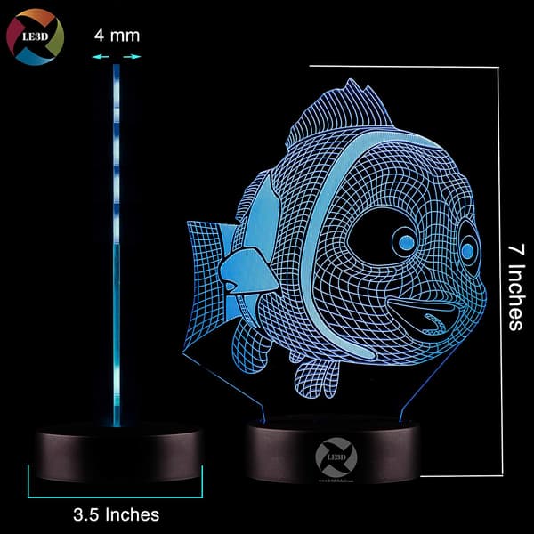 3D Optisk Illusjon Nattlys - 7 LED Fargeskiftende Lampe